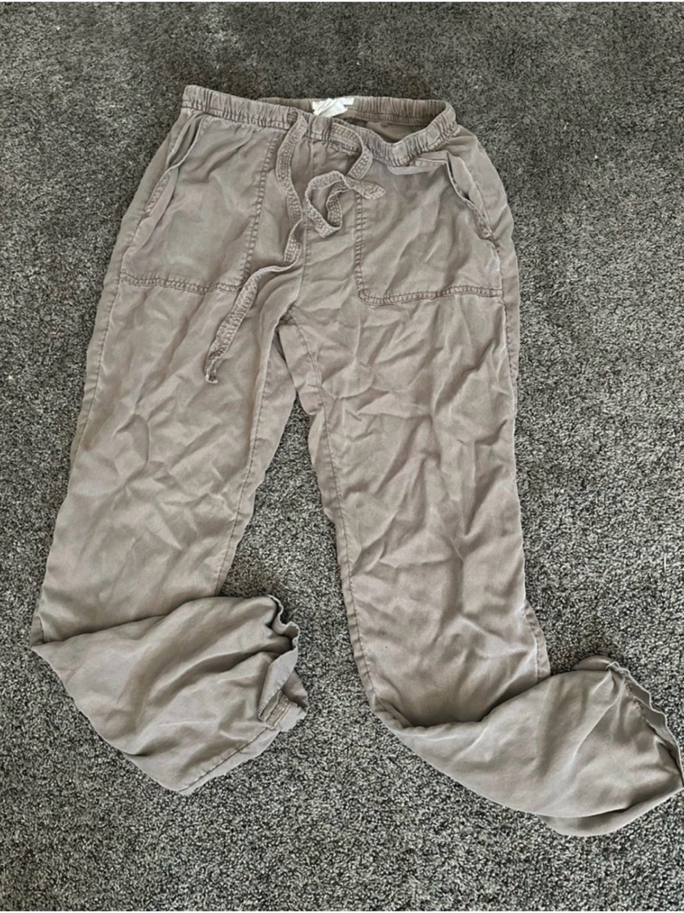 Nicole Miller Taupe Straight-Leg Drawstring Pants